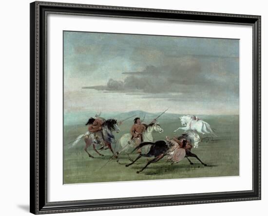 Comanche Feats of Martial Horsemanship, 1834-George Catlin-Framed Giclee Print