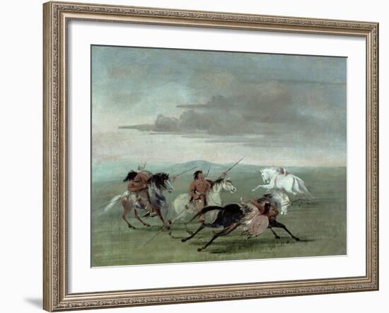 Comanche Feats of Martial Horsemanship, 1834-George Catlin-Framed Giclee Print