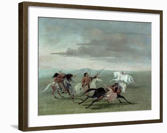 Comanche Feats of Martial Horsemanship, 1834-George Catlin-Framed Giclee Print