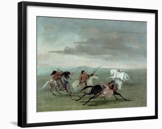 Comanche Feats of Martial Horsemanship, 1834-George Catlin-Framed Giclee Print