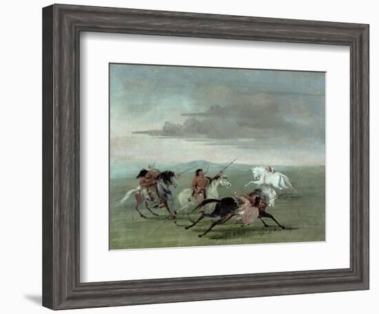 Comanche Feats of Martial Horsemanship, 1834-George Catlin-Framed Giclee Print