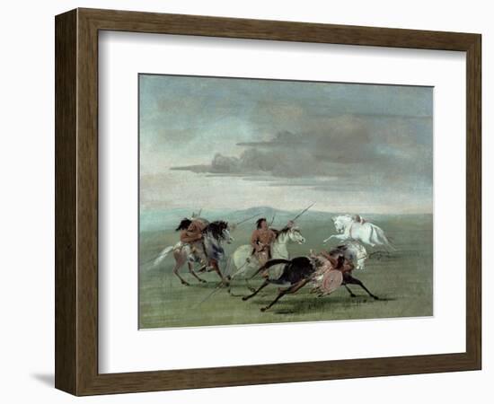 Comanche Feats of Martial Horsemanship, 1834-George Catlin-Framed Giclee Print