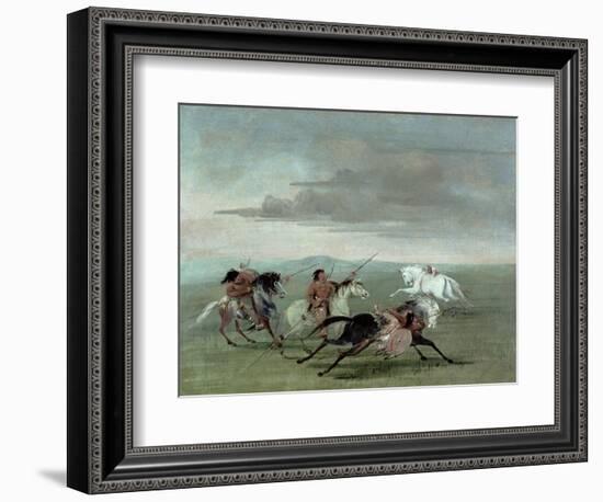 Comanche Feats of Martial Horsemanship, 1834-George Catlin-Framed Giclee Print