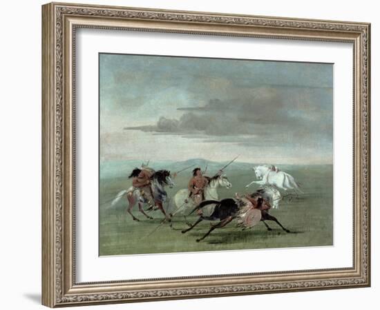 Comanche Feats of Martial Horsemanship, 1834-George Catlin-Framed Giclee Print