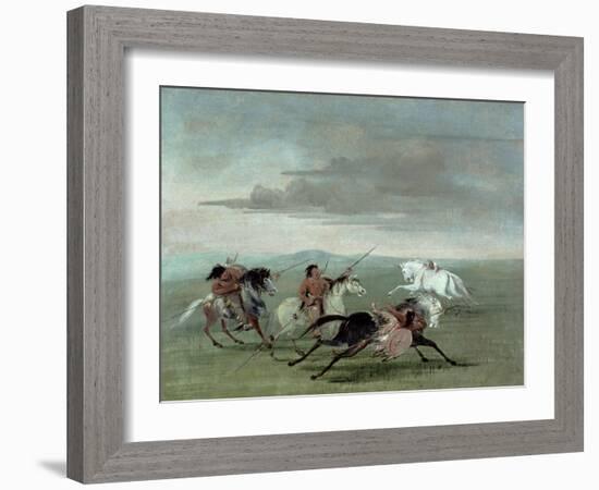 Comanche Feats of Martial Horsemanship, 1834-George Catlin-Framed Giclee Print