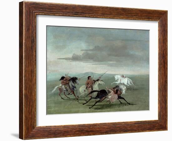 Comanche Feats of Martial Horsemanship, 1834-George Catlin-Framed Giclee Print