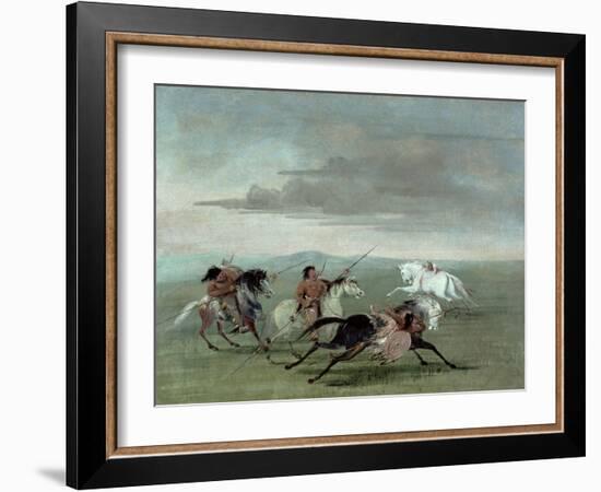 Comanche Feats of Martial Horsemanship, 1834-George Catlin-Framed Giclee Print