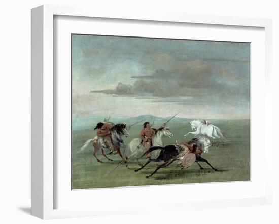 Comanche Feats of Martial Horsemanship, 1834-George Catlin-Framed Giclee Print