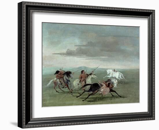 Comanche Feats of Martial Horsemanship, 1834-George Catlin-Framed Giclee Print