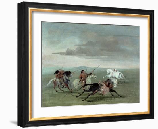 Comanche Feats of Martial Horsemanship, 1834-George Catlin-Framed Giclee Print