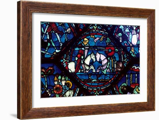 Combat Between Roland and King Marsile, Stained Glass, Chartres Cathedral, France, 1194-1260-null-Framed Photographic Print