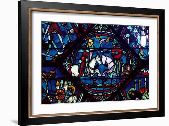 Combat Between Roland and King Marsile, Stained Glass, Chartres Cathedral, France, 1194-1260-null-Framed Photographic Print