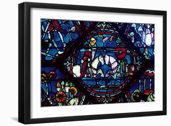 Combat Between Roland and King Marsile, Stained Glass, Chartres Cathedral, France, 1194-1260-null-Framed Photographic Print