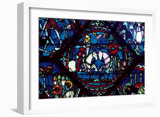 Combat Between Roland and King Marsile, Stained Glass, Chartres Cathedral, France, 1194-1260-null-Framed Photographic Print