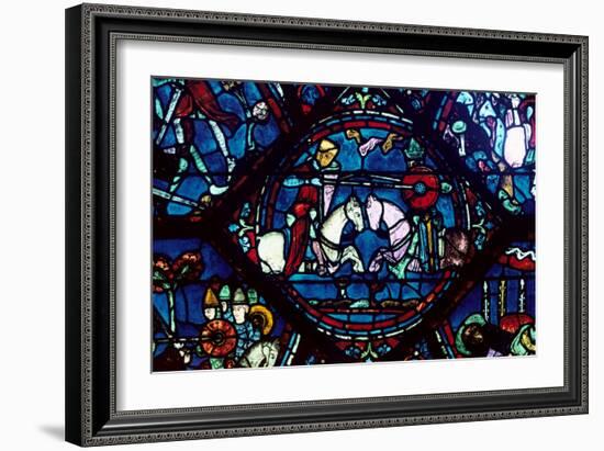 Combat Between Roland and King Marsile, Stained Glass, Chartres Cathedral, France, 1194-1260-null-Framed Photographic Print