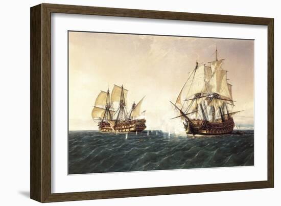 Combat Between the Spanish Ship 'Catalan' and the British Ship 'Mary' in 1819, 1888-Rafael Monleon Y Torres-Framed Giclee Print