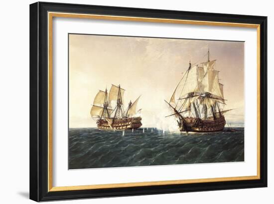 Combat Between the Spanish Ship 'Catalan' and the British Ship 'Mary' in 1819, 1888-Rafael Monleon Y Torres-Framed Giclee Print