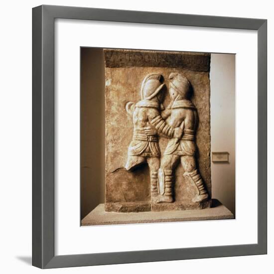 Combat between two gladiators, Roman relief from Epheseus, c3rd century-Unknown-Framed Giclee Print