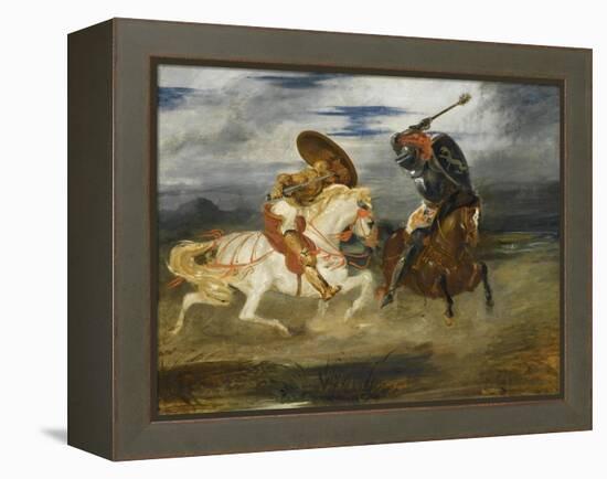 Combat de chevaliers dans la campagne-Eugene Delacroix-Framed Premier Image Canvas