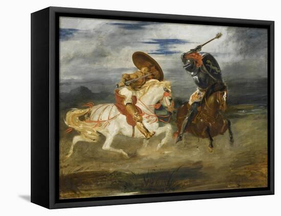 Combat de chevaliers dans la campagne-Eugene Delacroix-Framed Premier Image Canvas