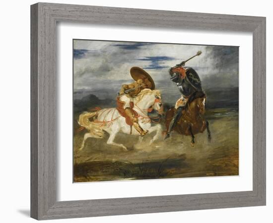 Combat de chevaliers dans la campagne-Eugene Delacroix-Framed Giclee Print