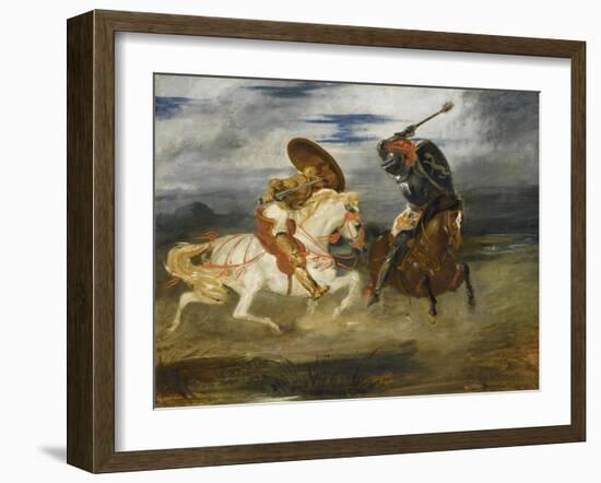 Combat de chevaliers dans la campagne-Eugene Delacroix-Framed Giclee Print