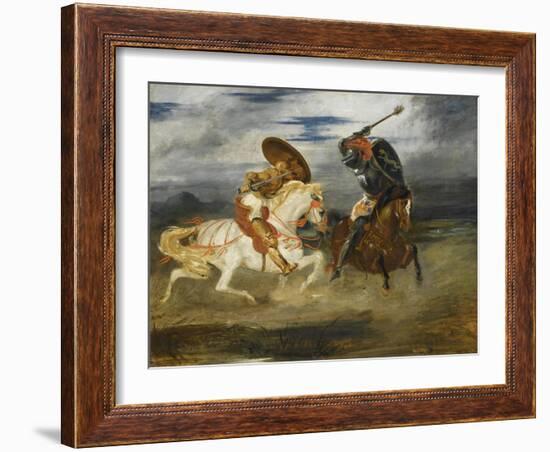 Combat de chevaliers dans la campagne-Eugene Delacroix-Framed Giclee Print