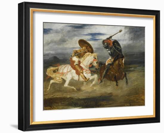 Combat de chevaliers dans la campagne-Eugene Delacroix-Framed Giclee Print