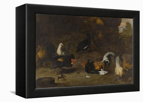 Combat de coqs-Melchior de Hondecoeter-Framed Premier Image Canvas