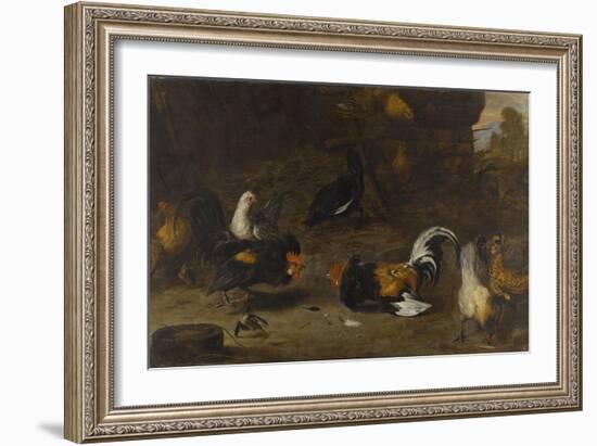 Combat de coqs-Melchior de Hondecoeter-Framed Giclee Print