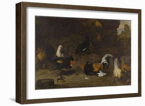 Combat de coqs-Melchior de Hondecoeter-Framed Giclee Print