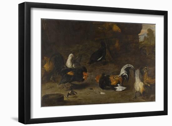 Combat de coqs-Melchior de Hondecoeter-Framed Giclee Print