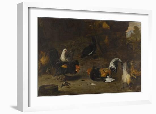 Combat de coqs-Melchior de Hondecoeter-Framed Giclee Print