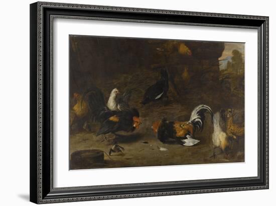 Combat de coqs-Melchior de Hondecoeter-Framed Giclee Print