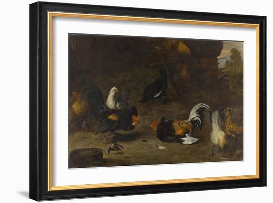 Combat de coqs-Melchior de Hondecoeter-Framed Giclee Print