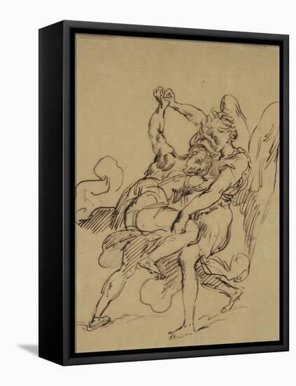 Combat de Jacob avec l'ange-Eugene Delacroix-Framed Premier Image Canvas