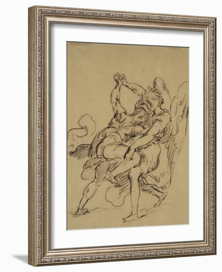 Combat de Jacob avec l'ange-Eugene Delacroix-Framed Giclee Print