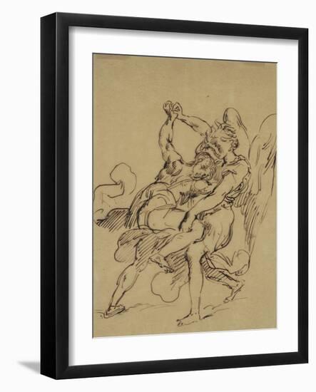 Combat de Jacob avec l'ange-Eugene Delacroix-Framed Giclee Print