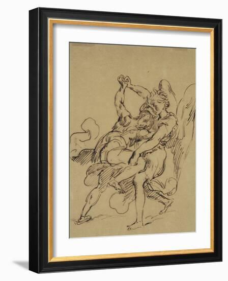 Combat de Jacob avec l'ange-Eugene Delacroix-Framed Giclee Print