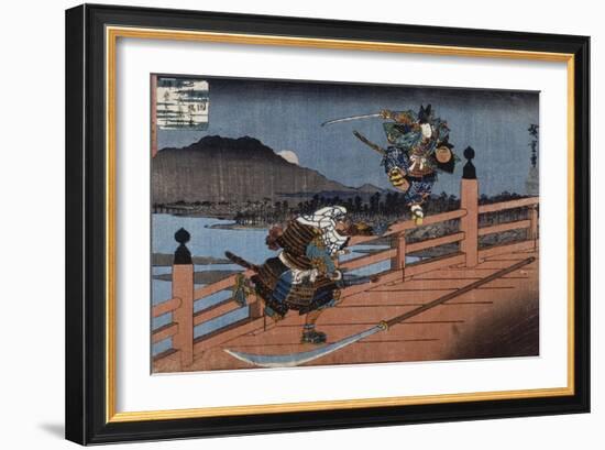 Combat de samouraï-Ando Hiroshige-Framed Giclee Print