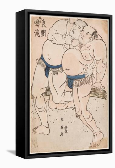 Combat De Sumo Entre Naritaki Et Higashiseki. Estampe De Shun'ei, Katsukawa (1762-1819), 1790 - Sum-Katsukawa Shun'ei-Framed Premier Image Canvas