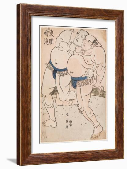 Combat De Sumo Entre Naritaki Et Higashiseki. Estampe De Shun'ei, Katsukawa (1762-1819), 1790 - Sum-Katsukawa Shun'ei-Framed Giclee Print