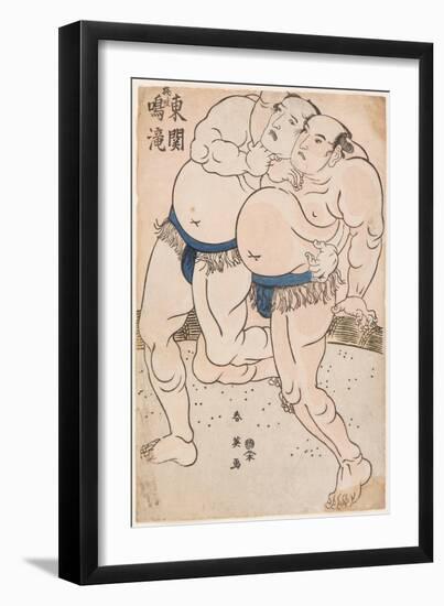 Combat De Sumo Entre Naritaki Et Higashiseki. Estampe De Shun'ei, Katsukawa (1762-1819), 1790 - Sum-Katsukawa Shun'ei-Framed Giclee Print