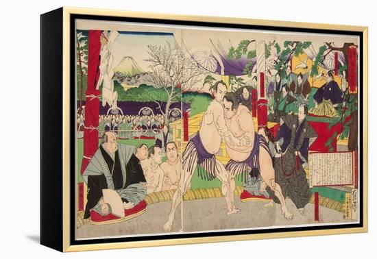 Combat Des Lutteurs De Sumo Koyonagi Tsunekichi Et Arauma Daigoro. Estampe De Tsukioka Yoshitoshi (-Tsukioka Yoshitoshi-Framed Premier Image Canvas