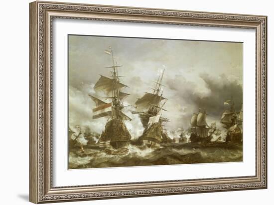 Combat du Texel le 29 juin 1694, victoire de Jean Bart sur l'escadre hollandaise de l'amiral de-Eugène Isabey-Framed Giclee Print