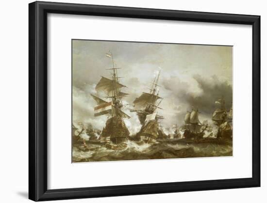 Combat du Texel le 29 juin 1694, victoire de Jean Bart sur l'escadre hollandaise de l'amiral de-Eugène Isabey-Framed Giclee Print