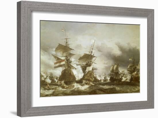 Combat du Texel le 29 juin 1694, victoire de Jean Bart sur l'escadre hollandaise de l'amiral de-Eugène Isabey-Framed Giclee Print