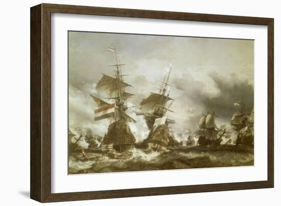 Combat du Texel le 29 juin 1694, victoire de Jean Bart sur l'escadre hollandaise de l'amiral de-Eugène Isabey-Framed Giclee Print