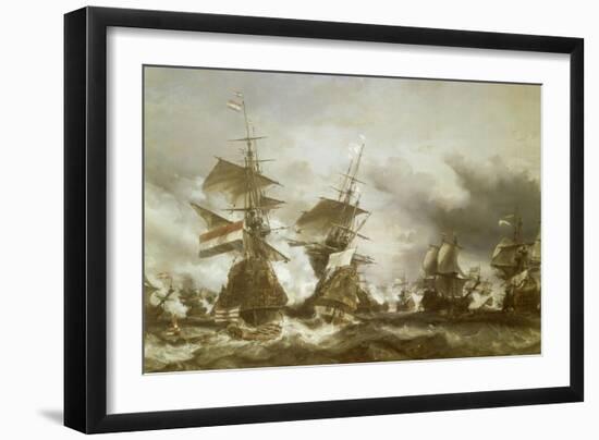 Combat du Texel le 29 juin 1694, victoire de Jean Bart sur l'escadre hollandaise de l'amiral de-Eugène Isabey-Framed Giclee Print