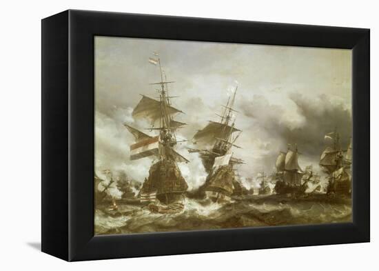 Combat du Texel le 29 juin 1694, victoire de Jean Bart sur l'escadre hollandaise de l'amiral de-Eugène Isabey-Framed Premier Image Canvas